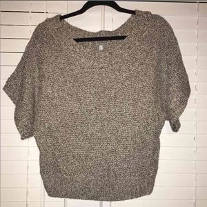 Brown Knit Short Sleeve Sweater