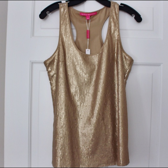 $228 Walter Baker Full Gold Sequin Top