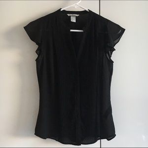 H&M Black Flutter Sleeve Blouse