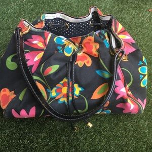 Rare Kate Spade flowered drawstring linen bag