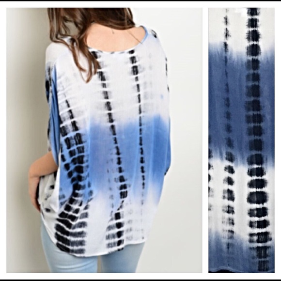 ✨SALE Relax tie dye hi low dolman top Small Med - Picture 3 of 4