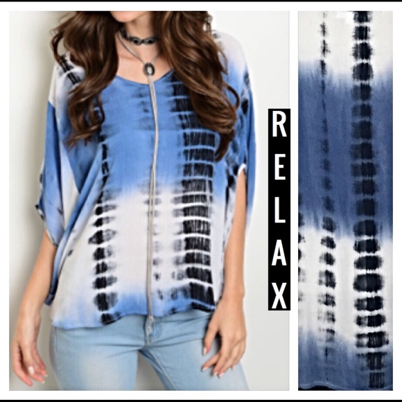 ✨SALE Relax tie dye hi low dolman top Small Med - Picture 2 of 4