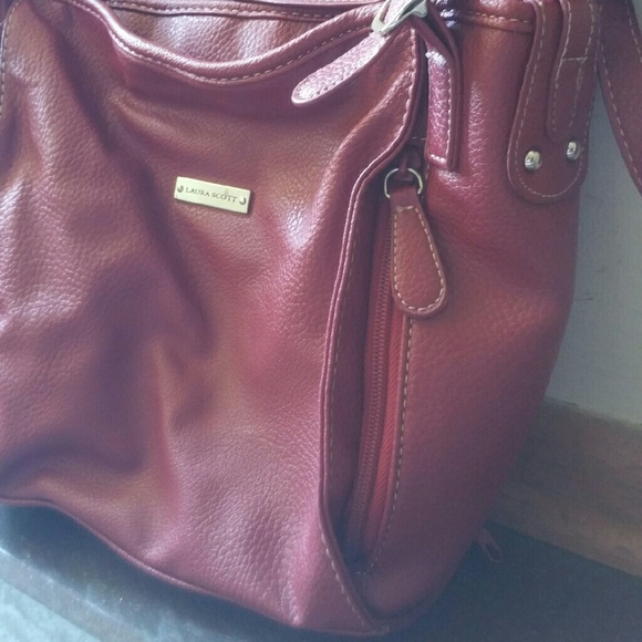 LAURA SCOTT WINE COLOR HANDBAG PURSE - Picture 2 of 4