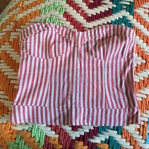 Striped Red and White Crop Top/corset