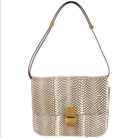 Celine Beige and Brown Snakeskin Box