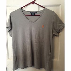 Grey Ralph Lauren Sport V-Neck T-Shirt 👕🌫