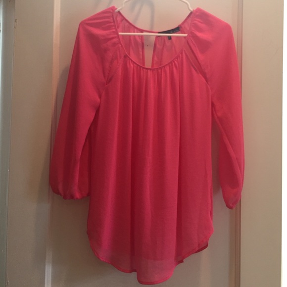 Ro&De Hot Pink Sheer Long Sleeve