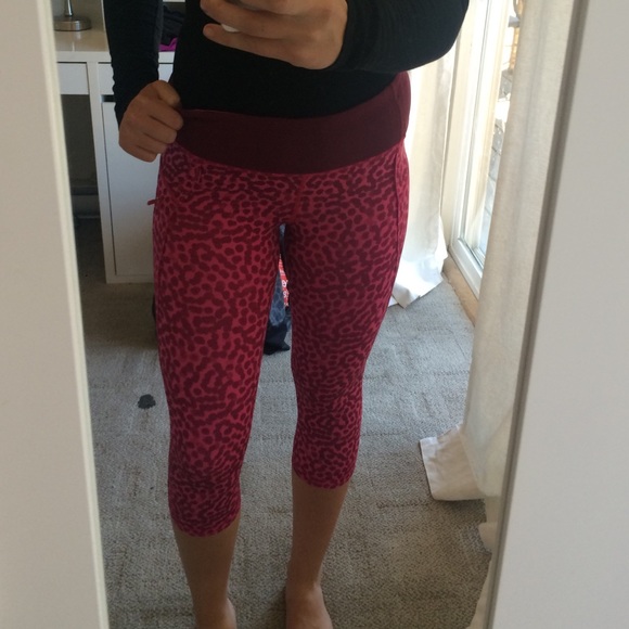 Pink lululemon cheetah print crops