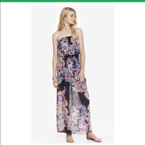 Express strapless paisley chiffon maxi dress