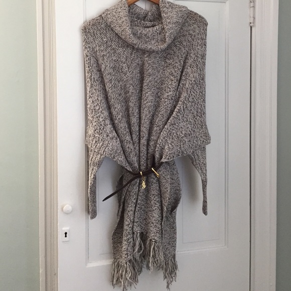 Grey Tweed Sweater - Tags On - Cowl Neck Poncho