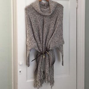 Grey Tweed Sweater - Tags On - Cowl Neck Poncho