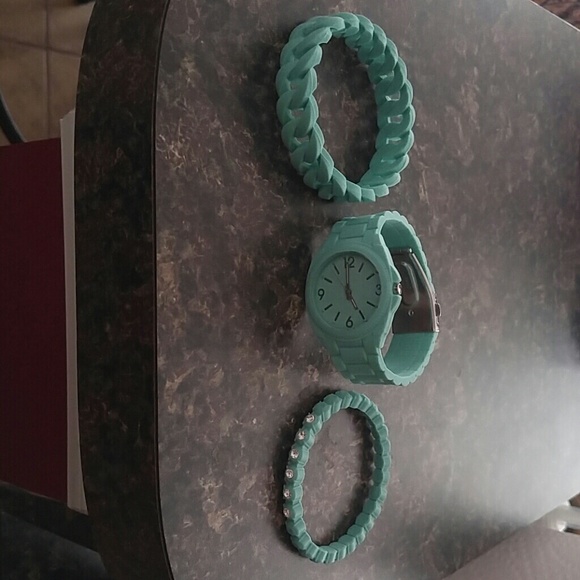 Teal Watch and Bracelets