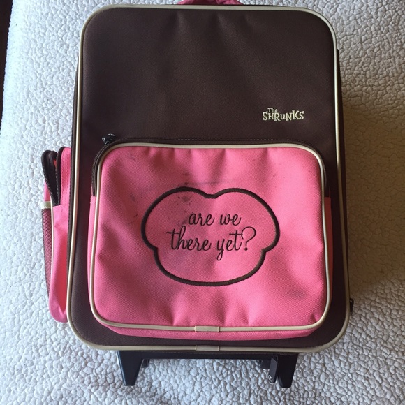 Adorable pink and brown child's suitcase