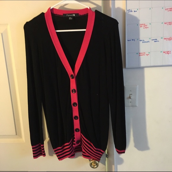 Black and pink preppy cardigan