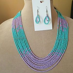 Handmade necklace and earrings set