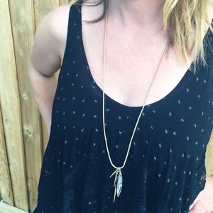 Spike & Crystal Long Pendant Necklace