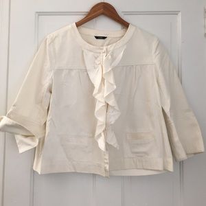 JCREW Cropped Cream Jacket with Satin Trim