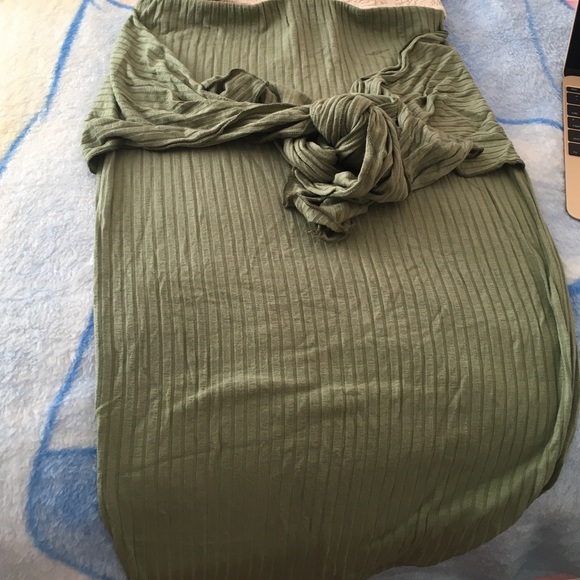 Olive green front tie skirt