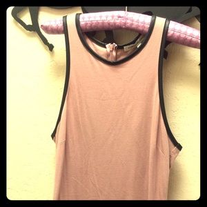 Mauve cotton with faux leather seam dress