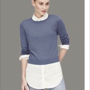 Cropped sweater over long shirt set
