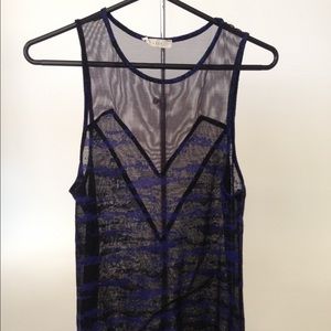 Black and Navy Sheer Top