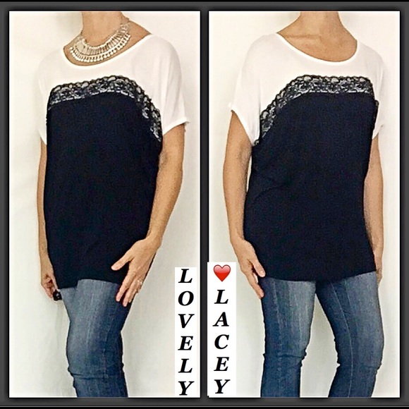 Slouchy Soft Stretchy Lacey Relaxed Top S/M - Picture 2 of 5