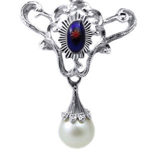 18k White Gold Vintage Pearl Drop Pendant
