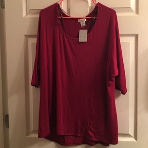NWT burgundy oversized rayon/spandex blend top
