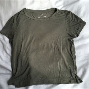 Olive green small American Eagle crop top