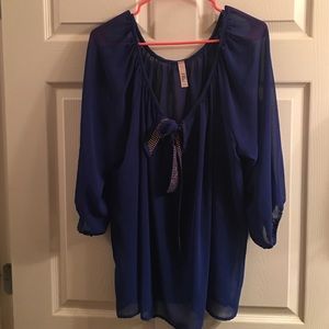 Blue sheer shirt with sparkle detail