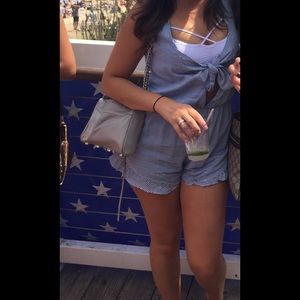 Blue and White Stripe Romper