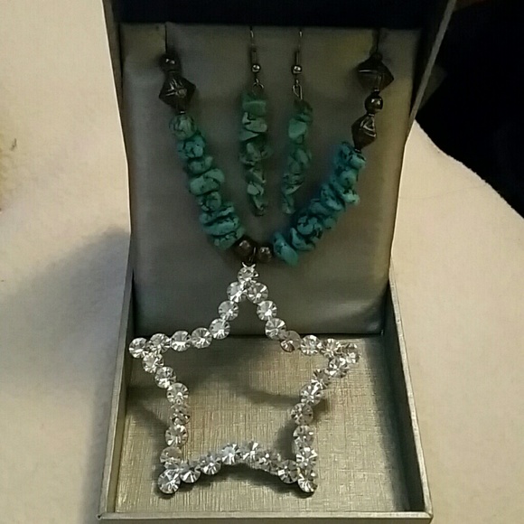 Turquoise necklace with star and matching turquois