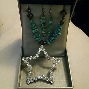 Turquoise necklace with star and matching turquois