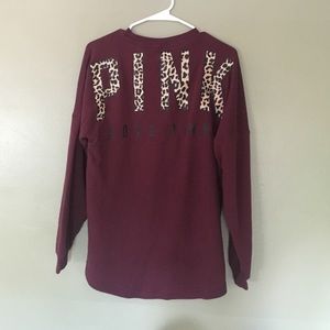 Maroon Cheetah Crew Sweater