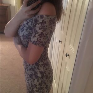 Zara off shoulder tight fit flower print dress