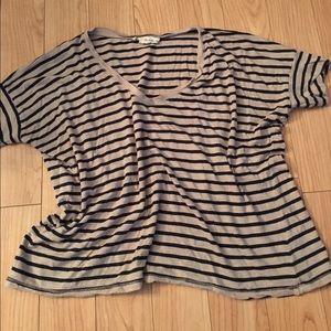 SOLD! Tan and navy stripped oversized tee.