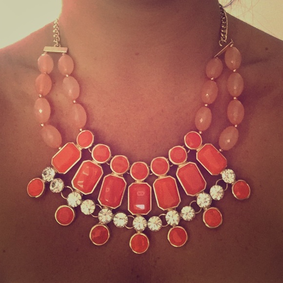 Coral & Gold statement necklace