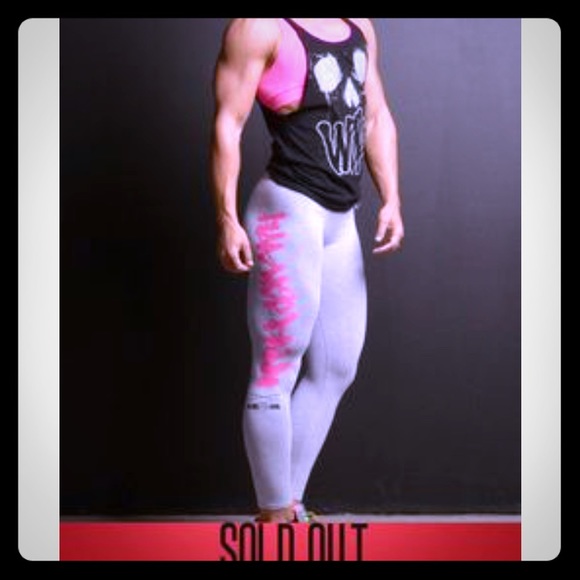 Flag nor fail grey legging with pink script