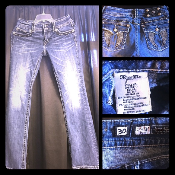 Miss Me, Boot Cut Wing Bling Style #JP5082-7 SZ 30
