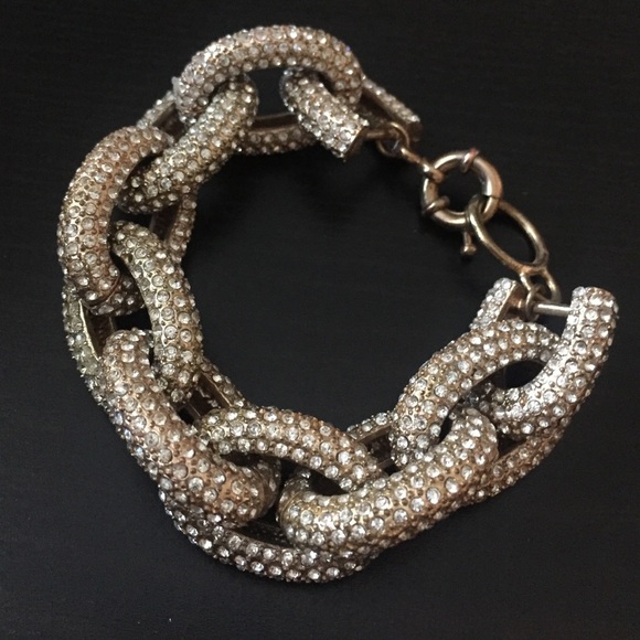 Gold pave link bracelet