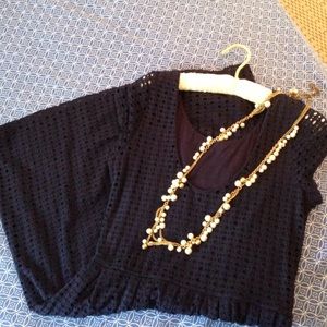 Eight Sixty Gabre Navy blue eyelet dress