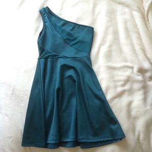 One-Shoulder Teal Dress