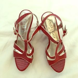 WHBM Red Platform Heels Wedges size 7