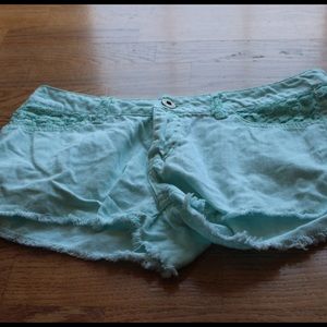 MINT GREEN DENIM SHORTS