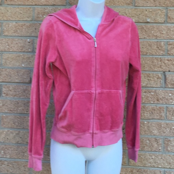 Pink velour full zip hoodie