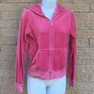 Pink velour full zip hoodie