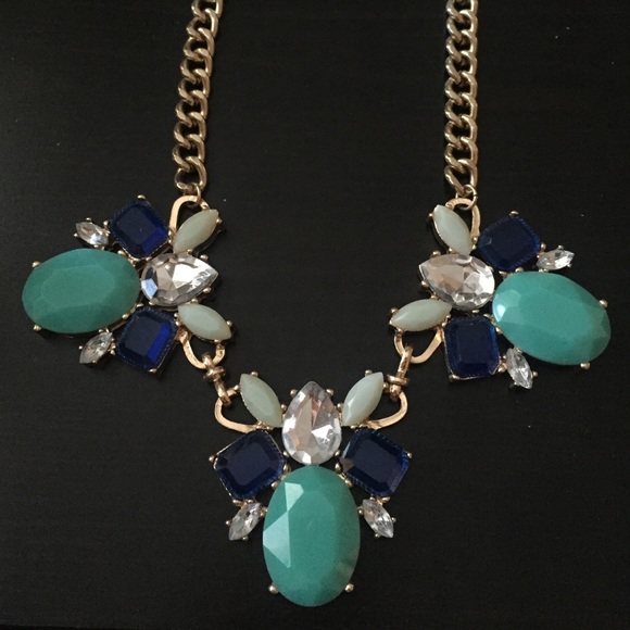 Teal & blue statement necklace