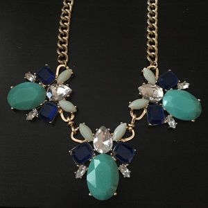Teal & blue statement necklace