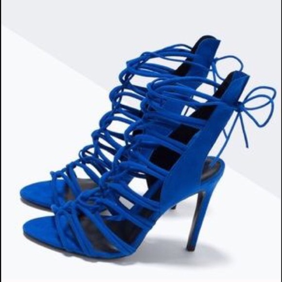 Zara blue strappy heels