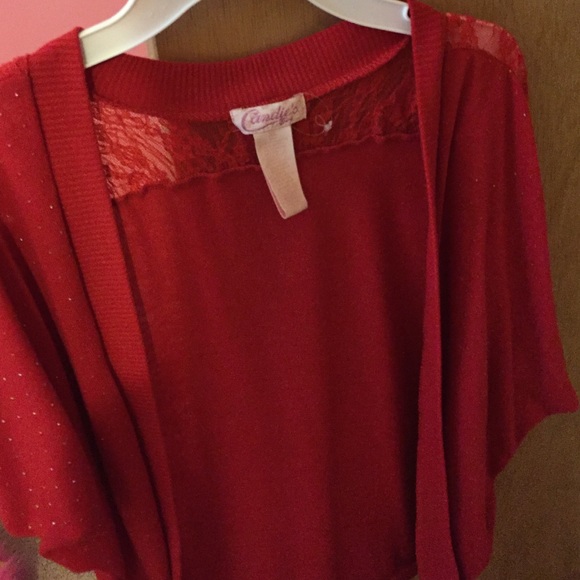red cardigan